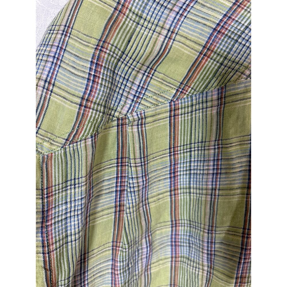 Tommy Bahama Button Up XL Green Plaid 100% Linen Short Sleeve - Picture 9 of 11